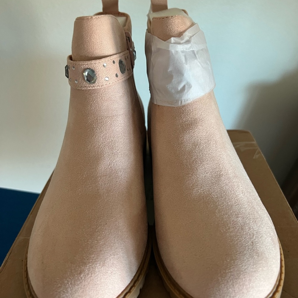 Chic Pink Kids Ankle Boots with Studded Strap
